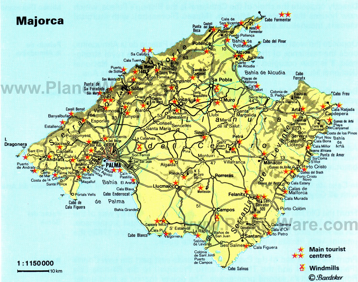 Mapa de Mallorca - Atracciones Turísticas