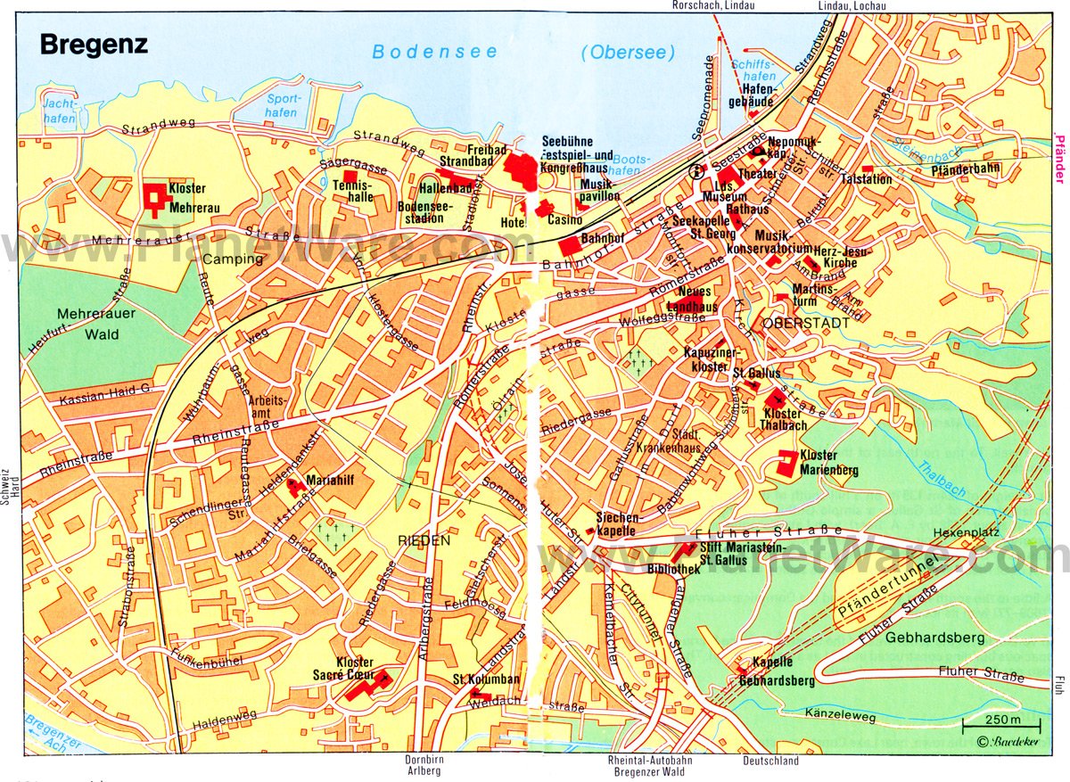 Mapa de Bregenz - Atracciones turísticas