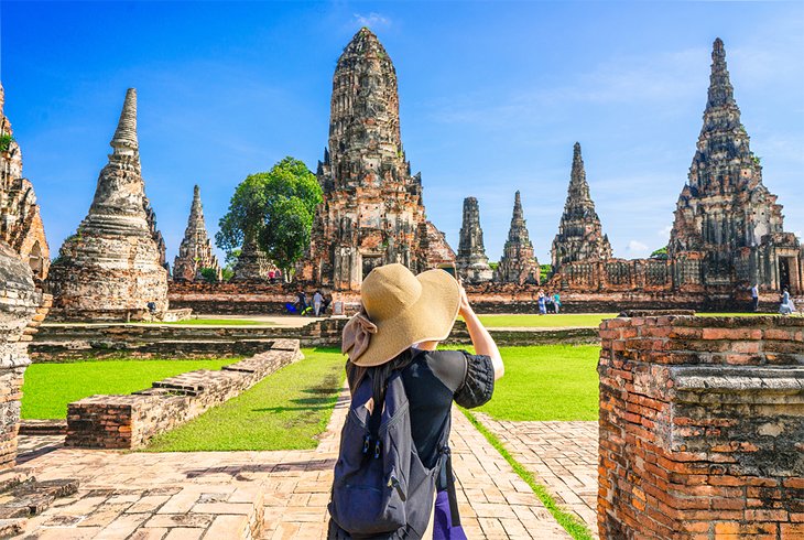 Turista fotografiando Ayutthaya
