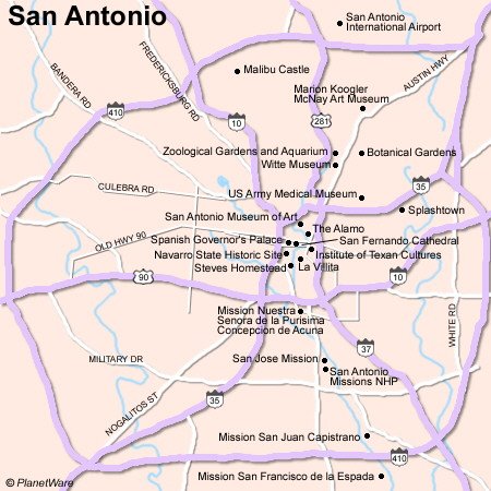 Mapa de San Antonio - Atracciones Turísticas