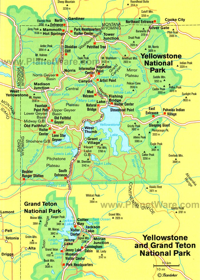 Parque Nacional de Yellowstone - Plano de planta