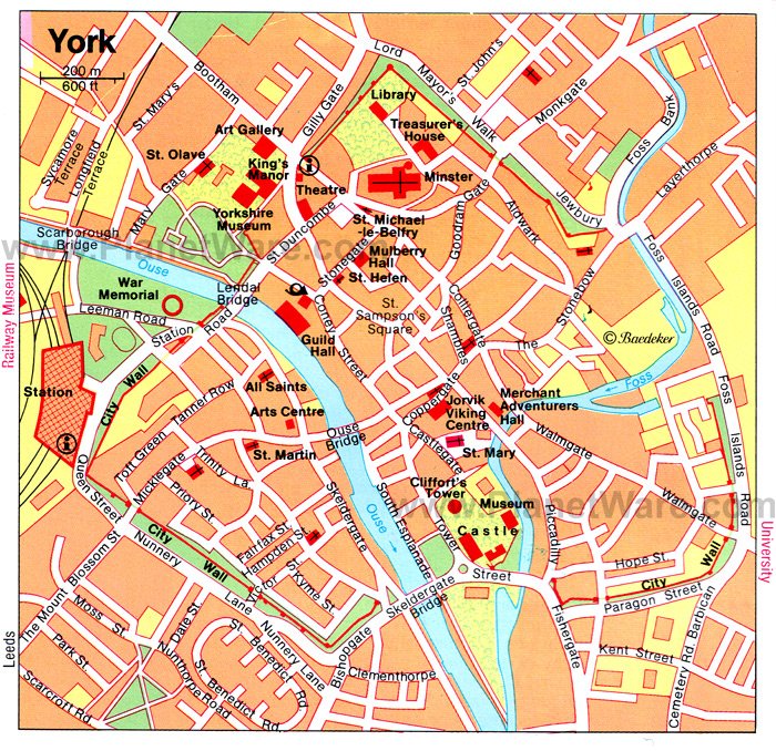 Mapa de York - Atracciones Turísticas
