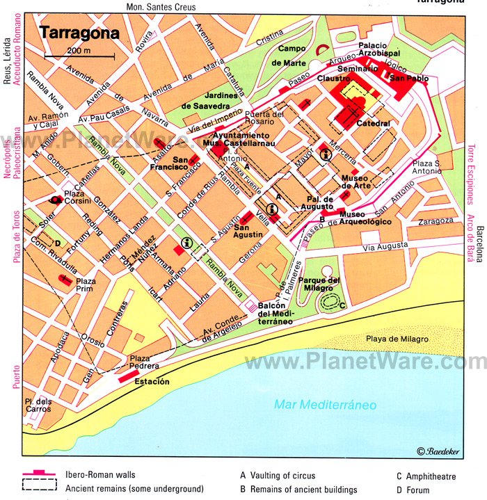 Mapa de Tarragona - Atracciones Turísticas
